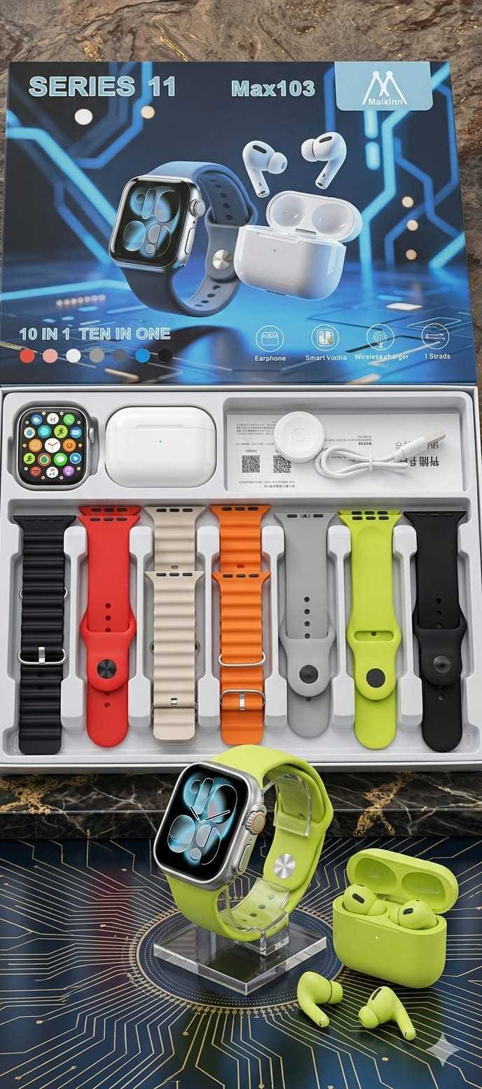 Series 11  7 in 1 Smartwatch with Wireless Earbuds | Bluetooth Calling Watch Combo