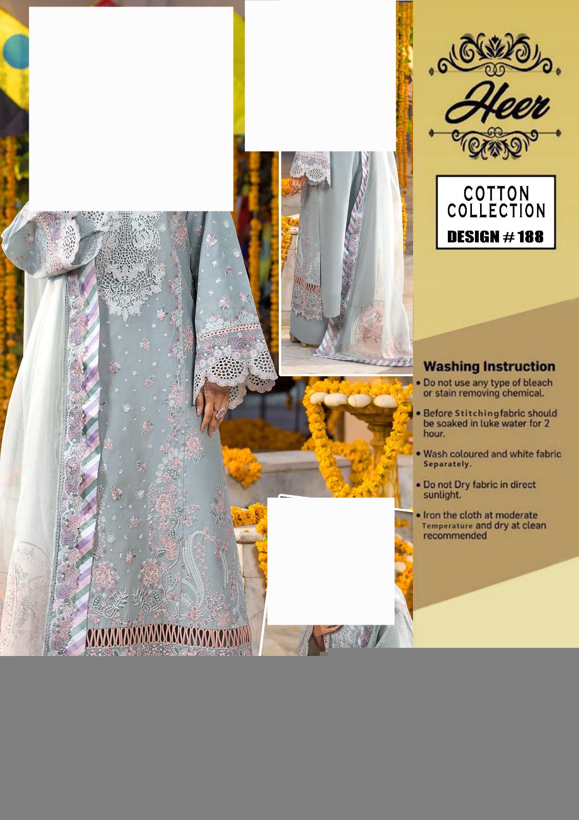 Heer Cotton Collection – Heavy Luxury Chickenkari Embroidered (Design #188)